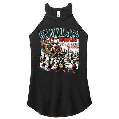 On Mallard On Gadwall Christmas Funny Duck Hunting Santa Women's Perfect Tri Rocker Tank