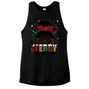 One Merry Pmhnp Nurse Messy Bun Christmas Love Nurse Life Gift Ladies PosiCharge Tri-Blend Wicking Tank