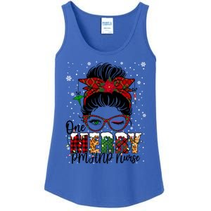 One Merry Pmhnp Nurse Messy Bun Christmas Love Nurse Life Gift Ladies Essential Tank