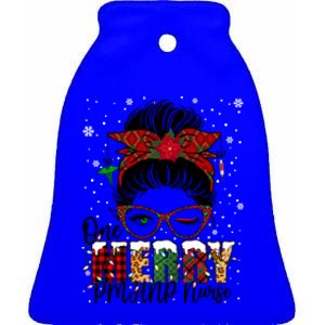 One Merry Pmhnp Nurse Messy Bun Christmas Love Nurse Life Gift Ceramic Bell Ornament