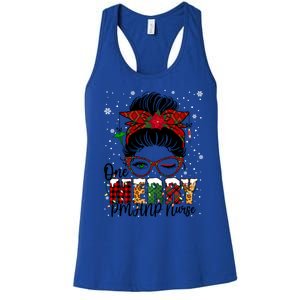 One Merry Pmhnp Nurse Messy Bun Christmas Love Nurse Life Gift Women's Racerback Tank