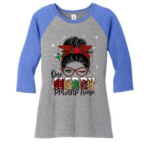 One Merry Pmhnp Nurse Messy Bun Christmas Love Nurse Life Gift Women's Tri-Blend 3/4-Sleeve Raglan Shirt