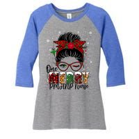 One Merry Pmhnp Nurse Messy Bun Christmas Love Nurse Life Gift Women's Tri-Blend 3/4-Sleeve Raglan Shirt