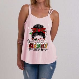 One Merry Pmhnp Nurse Messy Bun Christmas Love Nurse Life Gift Women's Strappy Tank