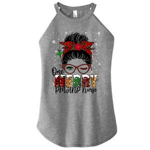 One Merry Pmhnp Nurse Messy Bun Christmas Love Nurse Life Gift Women's Perfect Tri Rocker Tank