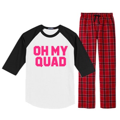 Oh My Quad Funny Workout Pun Squat Gym Leg Day Fitness Gift Raglan Sleeve Pajama Set