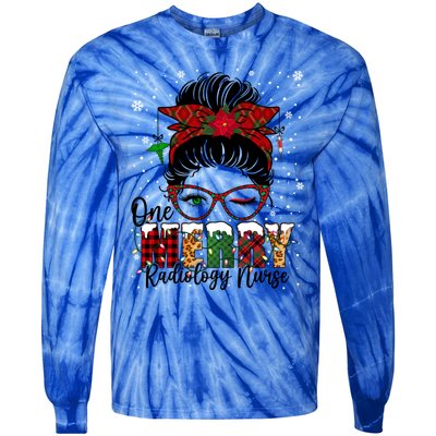 One Merry Radiology Nurse Messy Bun Xmas Love Nurse Life Meaningful Gift Tie-Dye Long Sleeve Shirt