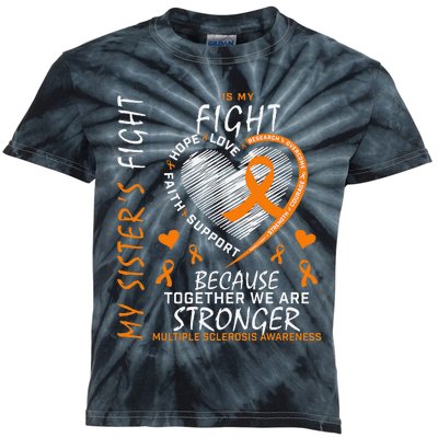 Orange MS Ribbons Heart Sister Multiple Sclerosis Awareness Kids Tie-Dye T-Shirt