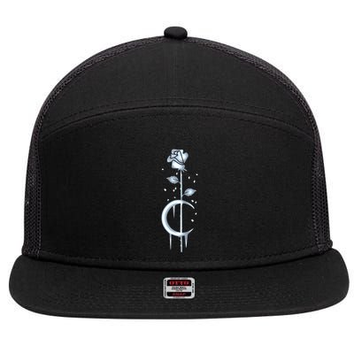 Occult Moon Rose Luna Witchcraft Witch Gothic Gift 7 Panel Mesh Trucker Snapback Hat