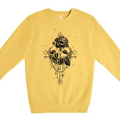 Occult Moon Rose Gothic Witch Wicca Premium Crewneck Sweatshirt