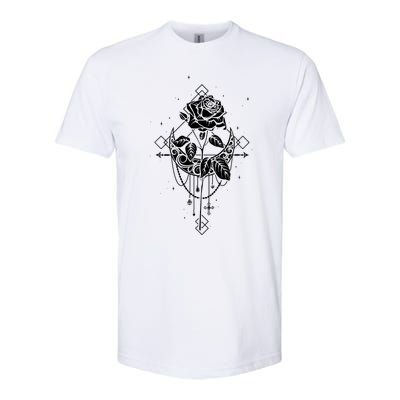 Occult Moon Rose Gothic Witch Wicca Softstyle CVC T-Shirt