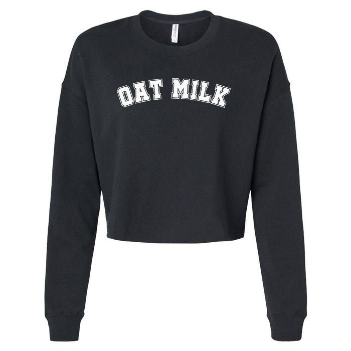 Oat Milk Retro Sports Arch Cropped Pullover Crew