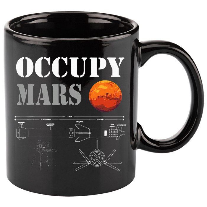 Occupy Mars Starship Rocket 11oz C Handle Ceramic Mug