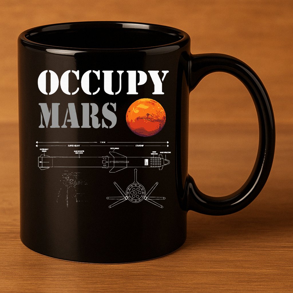 Occupy Mars Starship Rocket 11oz C Handle Ceramic Mug