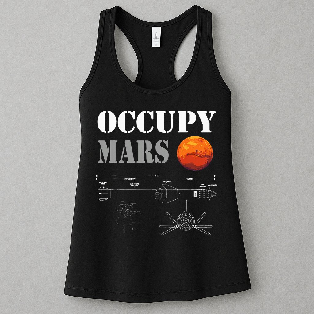 Occupy Mars Starship Rocket Womens Tank Top