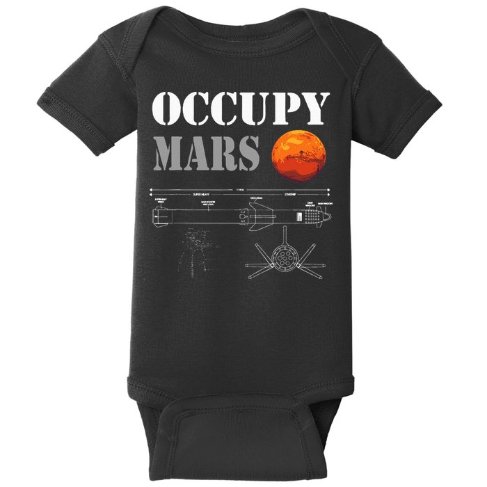Occupy Mars Starship Rocket Baby Bodysuit