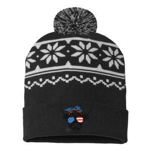 Oh My Stars Cow Highland Cow 4th July American Flag Fourth Of July  Independe USA-Made Snowflake Beanie