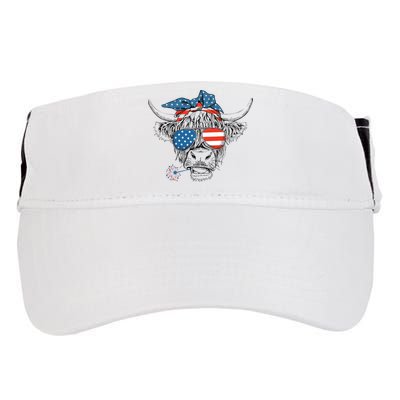 Oh My Stars Cow Highland Cow 4th July American Flag Fourth Of July  Independe Adult Drive Performance Visor