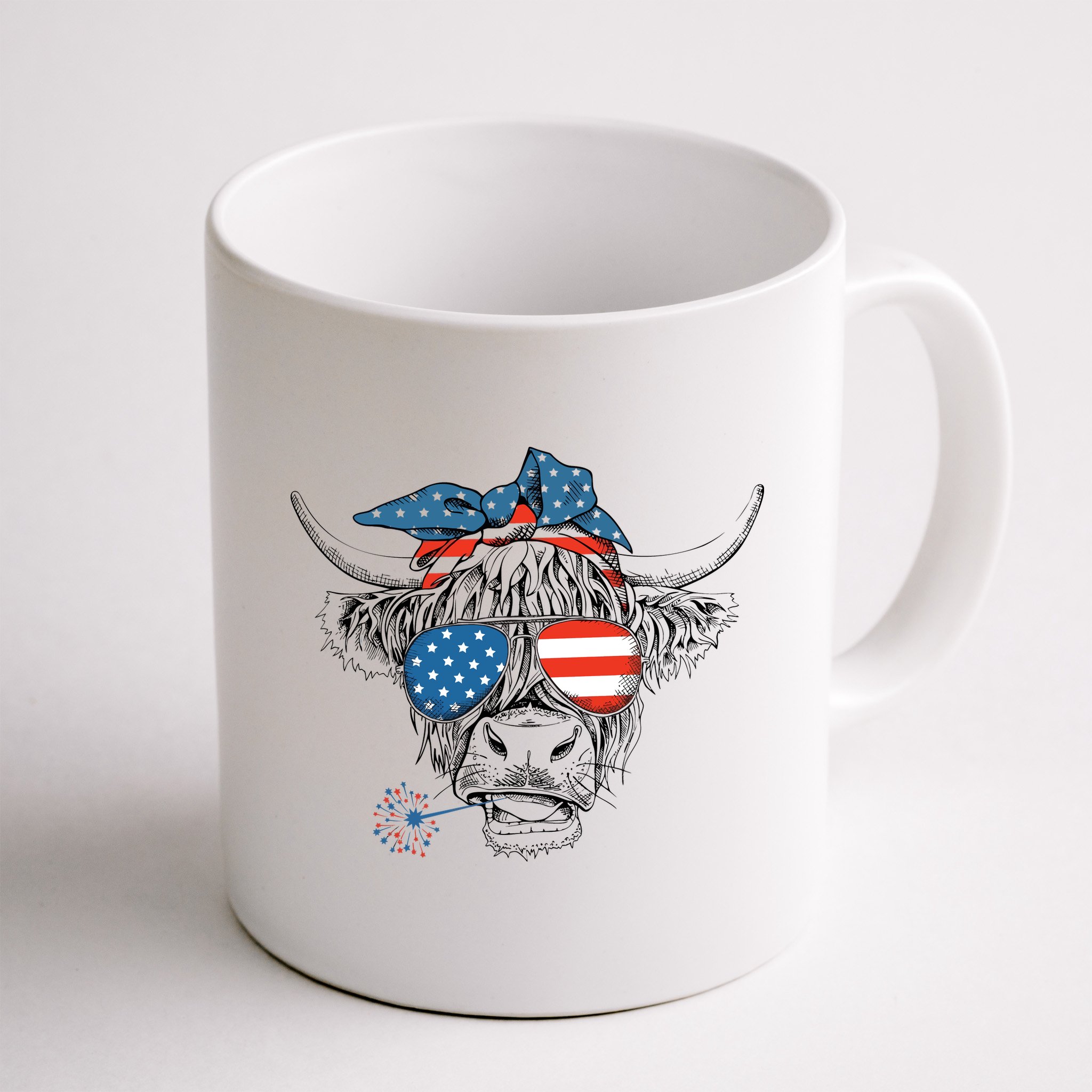Oh My Stars Cow Highland Cow 4th July American Flag Fourth Of July  Independe Mug