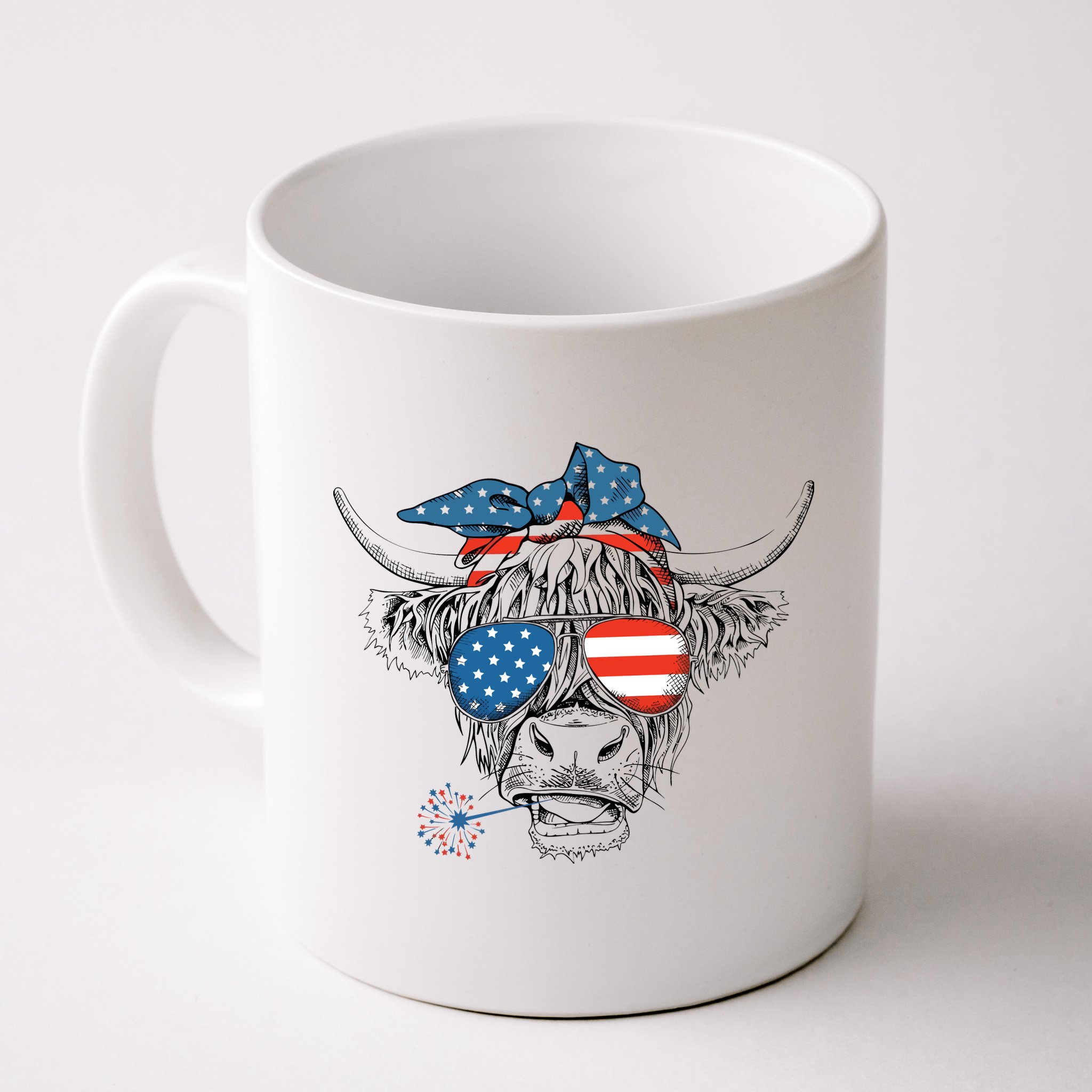 Oh My Stars Cow Highland Cow 4th July American Flag Fourth Of July  Independe Mug