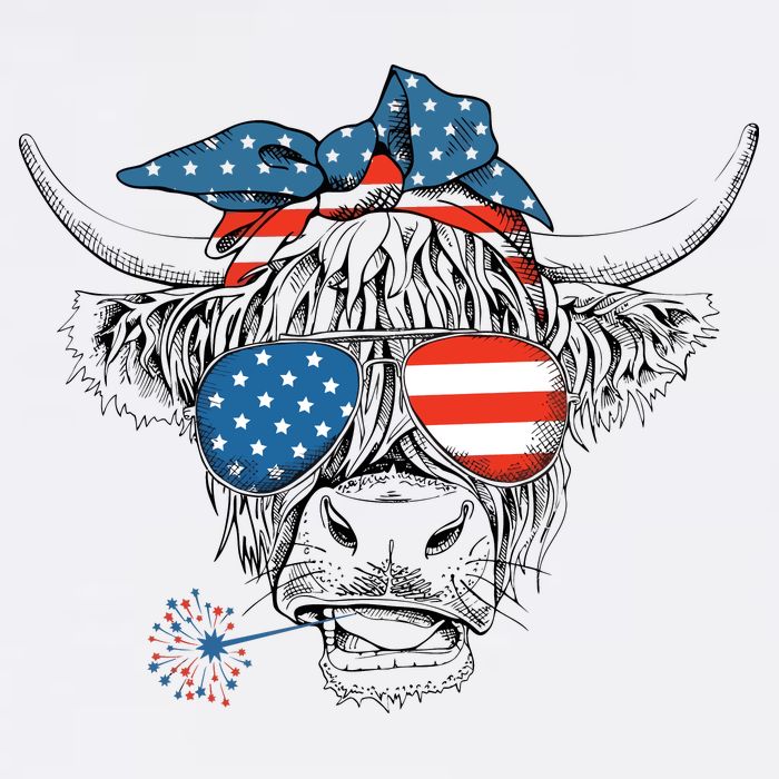 Oh My Stars Cow Highland Cow 4th July American Flag Fourth Of July  Independe Mug