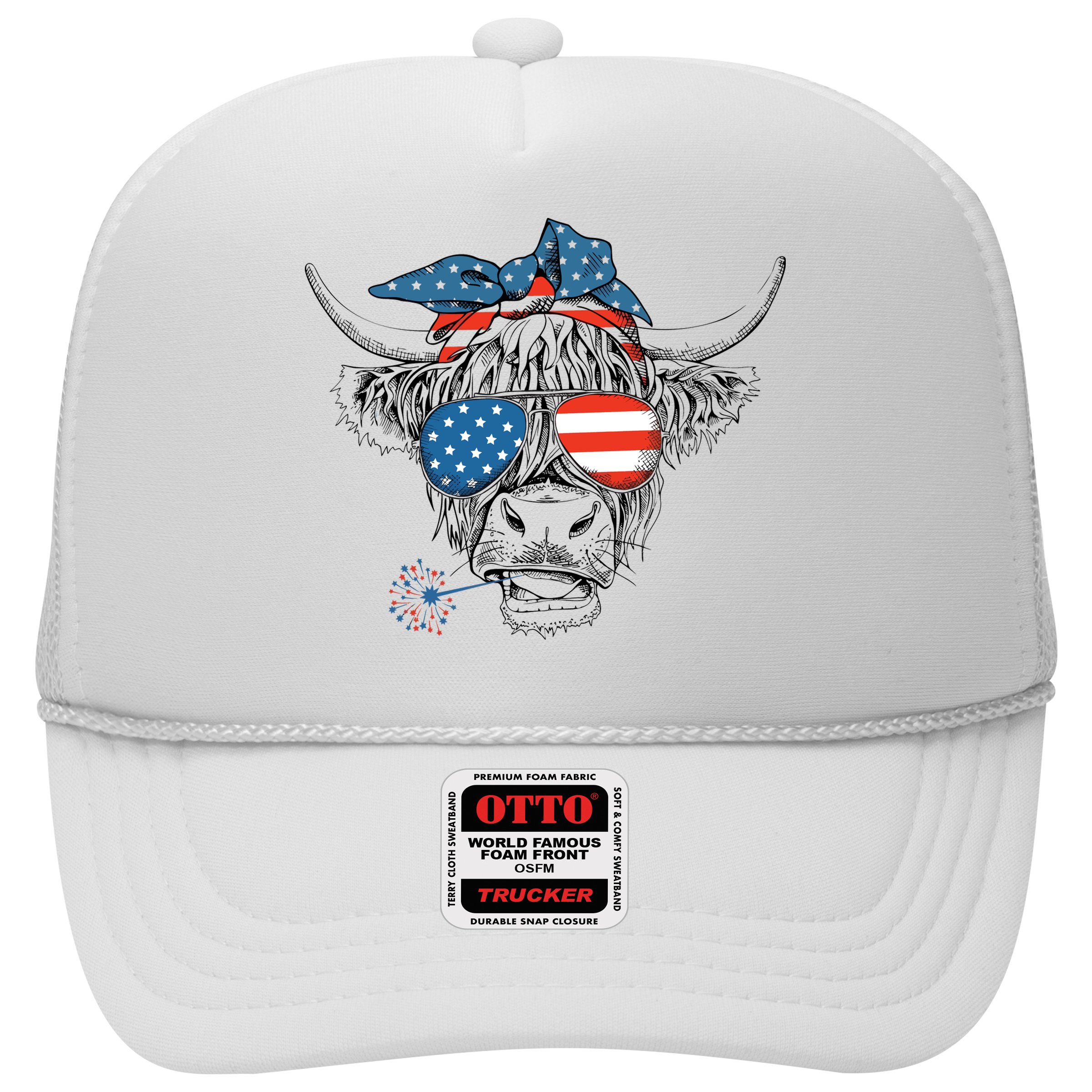 Oh My Stars Cow Highland Cow 4th July American Flag Fourth Of July  Independe Hat