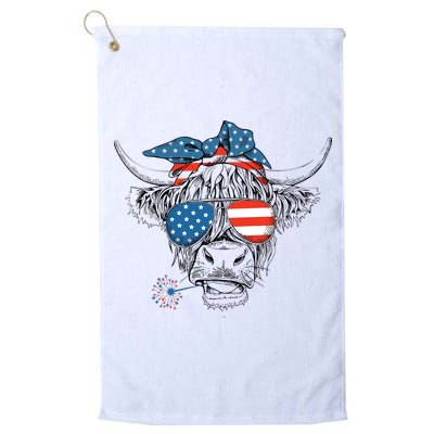 Oh My Stars Cow Highland Cow 4th July American Flag Fourth Of July  Independe Golf Towel