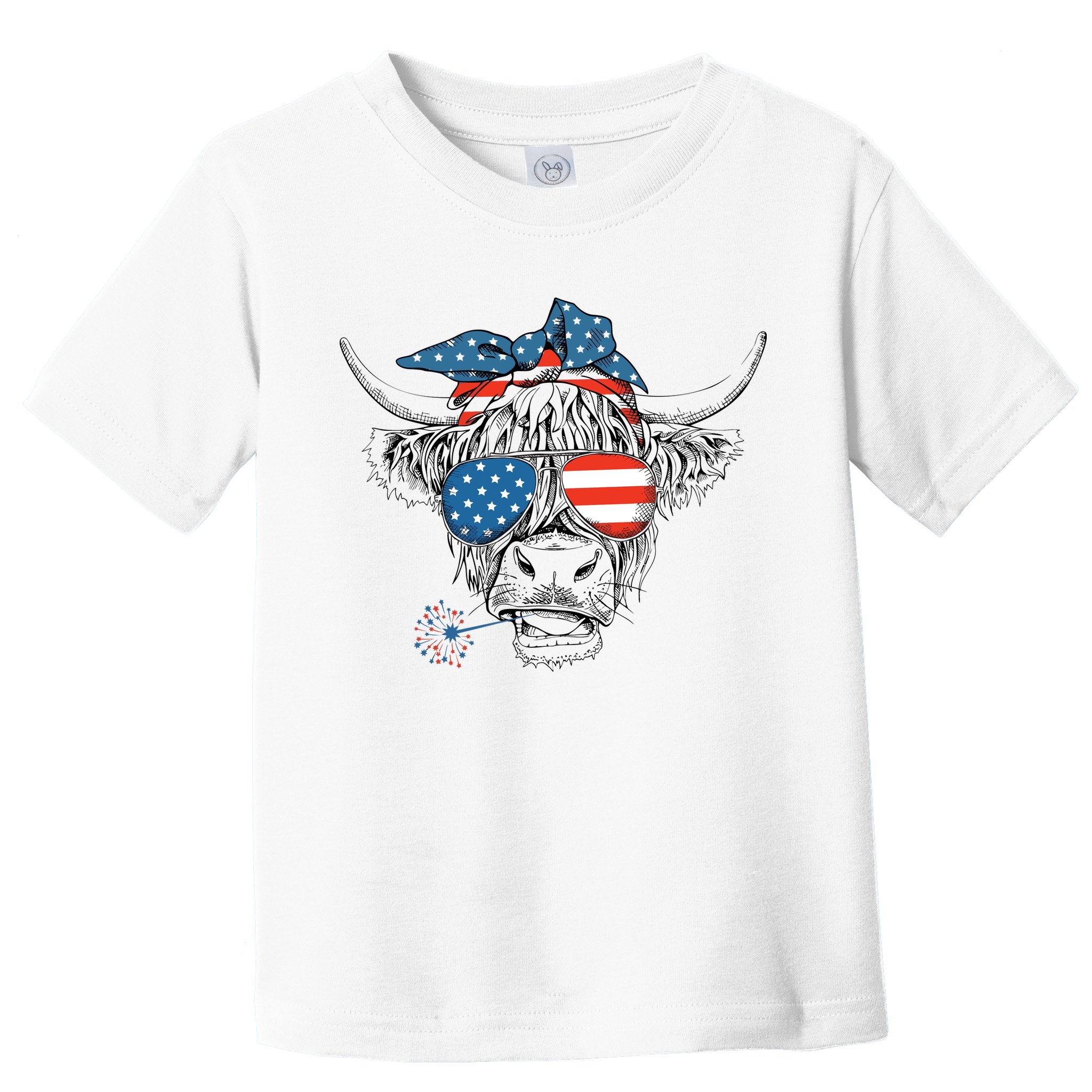 Oh My Stars Cow Highland Cow 4th July American Flag Fourth Of July  Independe Toddler T-Shirt