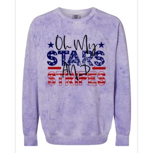 Oh My Stars Stripes Usa Flag 4 July Patriotic America Merica Gift Colorblast Crewneck Sweatshirt