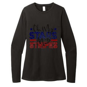 Oh My Stars Stripes Usa Flag 4 July Patriotic America Merica Gift Womens CVC Long Sleeve Shirt