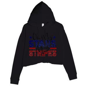 Oh My Stars Stripes Usa Flag 4 July Patriotic America Merica Gift Crop Fleece Hoodie