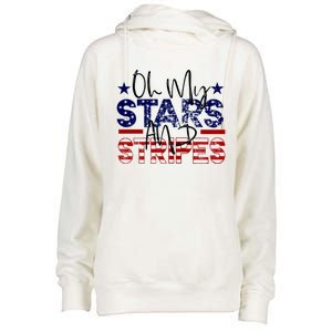 Oh My Stars Stripes Usa Flag 4 July Patriotic America Merica Gift Womens Funnel Neck Pullover Hood