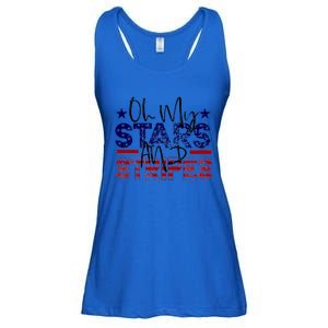 Oh My Stars Stripes Usa Flag 4 July Patriotic America Merica Gift Ladies Essential Flowy Tank