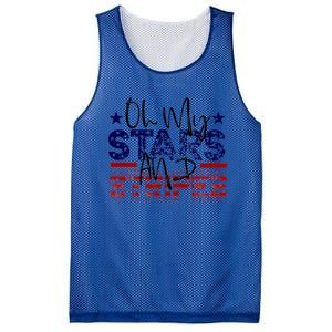 Oh My Stars Stripes Usa Flag 4 July Patriotic America Merica Gift Mesh Reversible Basketball Jersey Tank