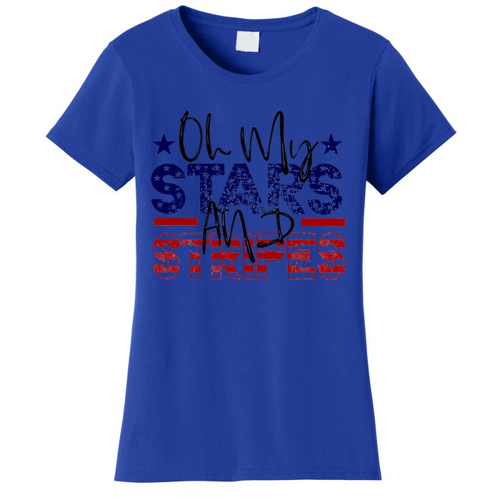 Oh My Stars Stripes Usa Flag 4 July Patriotic America Merica Gift Women's T-Shirt