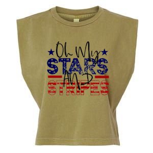 Oh My Stars Stripes Usa Flag 4 July Patriotic America Merica Gift Garment-Dyed Women's Muscle Tee