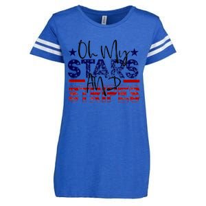 Oh My Stars Stripes Usa Flag 4 July Patriotic America Merica Gift Enza Ladies Jersey Football T-Shirt