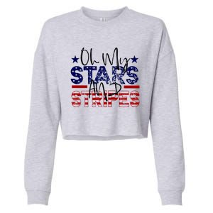 Oh My Stars Stripes Usa Flag 4 July Patriotic America Merica Gift Cropped Pullover Crew