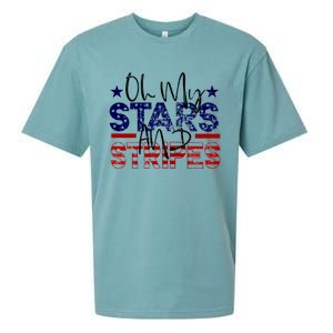 Oh My Stars Stripes Usa Flag 4 July Patriotic America Merica Gift Sueded Cloud Jersey T-Shirt