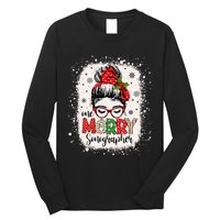 One Merry Sonographer Messy Bun Radiographer Christmas Long Sleeve Shirt