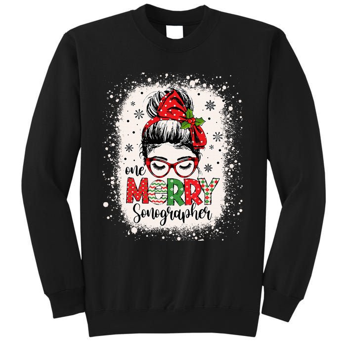 One Merry Sonographer Messy Bun Radiographer Christmas Sweatshirt