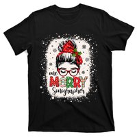 One Merry Sonographer Messy Bun Radiographer Christmas T-Shirt