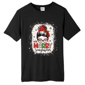 One Merry Sonographer Messy Bun Radiographer Christmas Tall Fusion ChromaSoft Performance T-Shirt