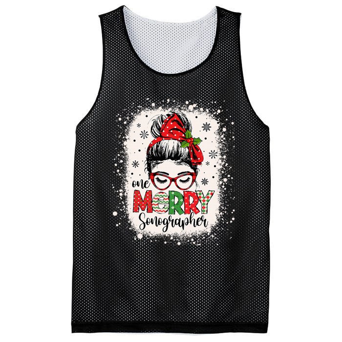 One Merry Sonographer Messy Bun Radiographer Christmas Mesh Reversible Basketball Jersey Tank