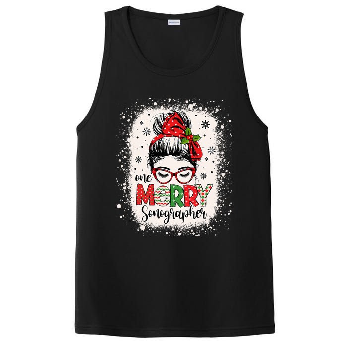 One Merry Sonographer Messy Bun Radiographer Christmas PosiCharge Competitor Tank