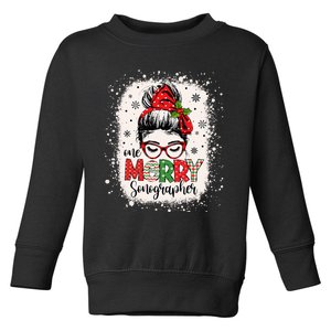 One Merry Sonographer Messy Bun Radiographer Christmas Toddler Sweatshirt