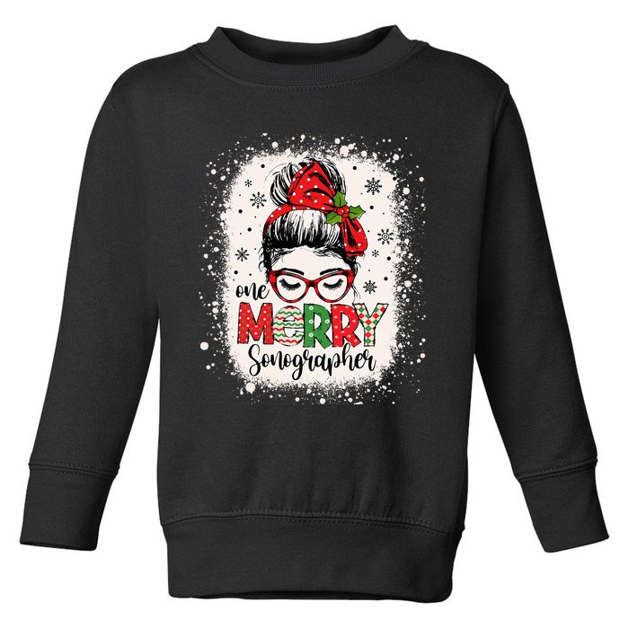 One Merry Sonographer Messy Bun Radiographer Christmas Toddler Sweatshirt