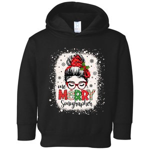 One Merry Sonographer Messy Bun Radiographer Christmas Toddler Hoodie