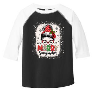 One Merry Sonographer Messy Bun Radiographer Christmas Toddler Fine Jersey T-Shirt