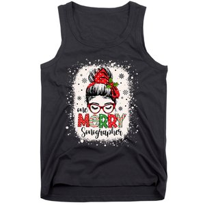 One Merry Sonographer Messy Bun Radiographer Christmas Tank Top